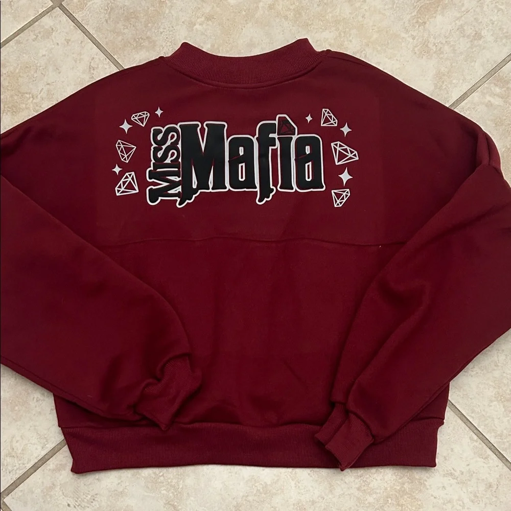 TG Miss Mafia Maroon Zip-Up Crop Sweatshirt - Picture 2 of 3
